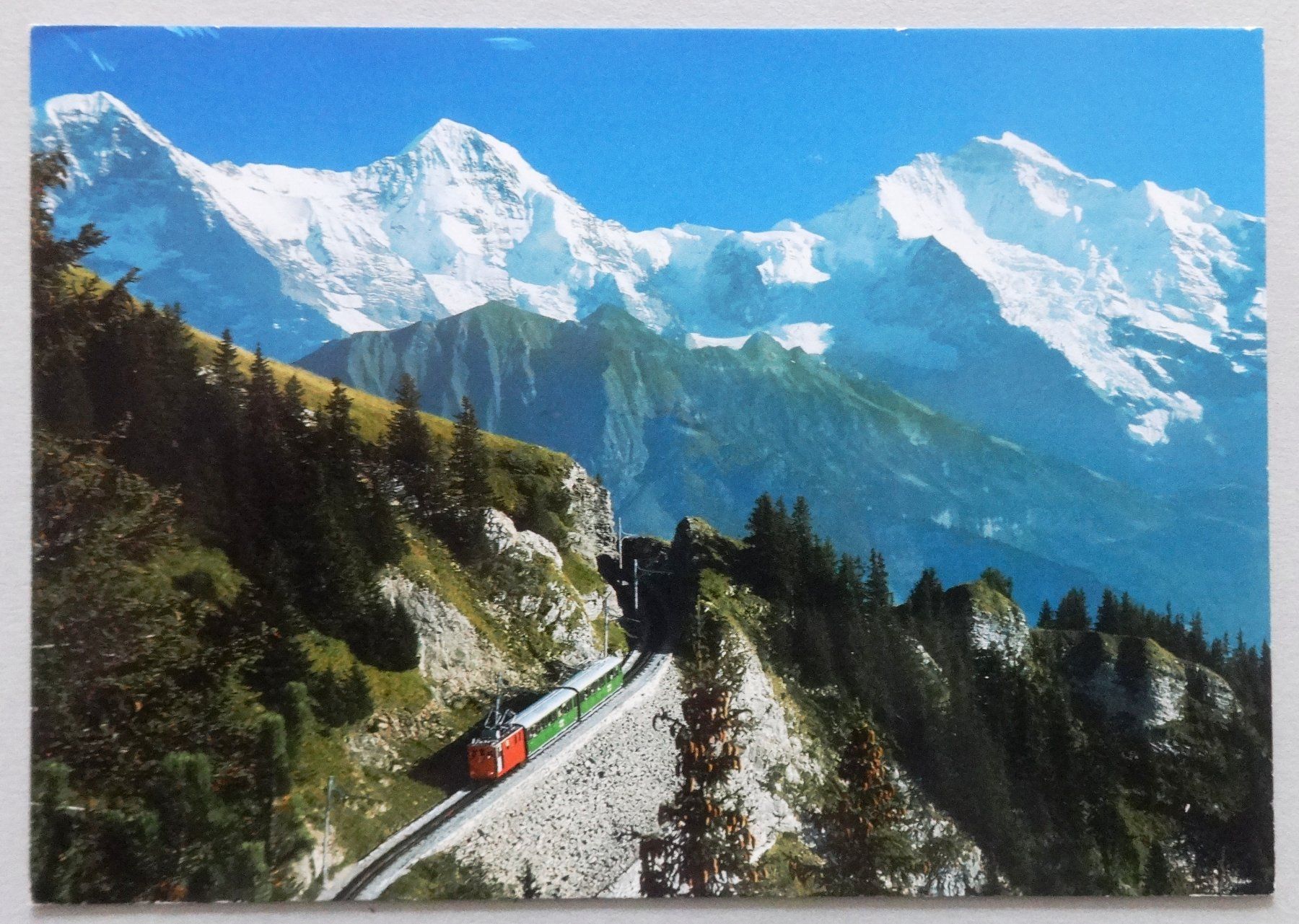 Cartoline postali: Schynige Platte, Bahn mit Eiger, Mönch, Jungfrau – Usato da Fétigny venduto da Billy2miny